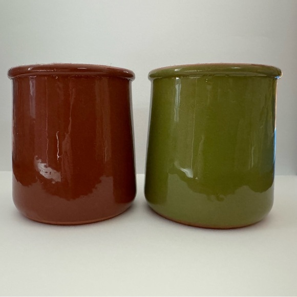 Two - La Fermiere Glazed Yogurt Pots Olive Green & Espresso Brown - Limited Fall - Picture 5 of 5